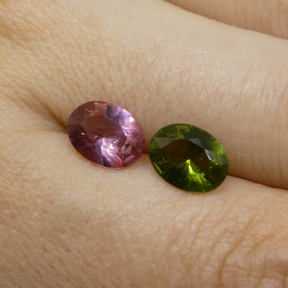 2.49ct Pair Oval Pink/Green Tourmaline from Brazil - Skyjems Wholesale Gemstones