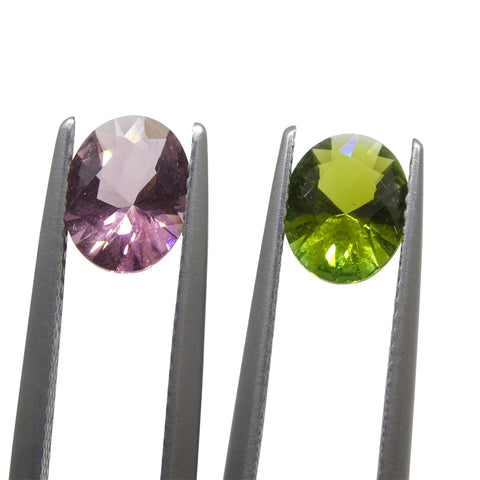 2.49ct Pair Oval Pink/Green Tourmaline from Brazil