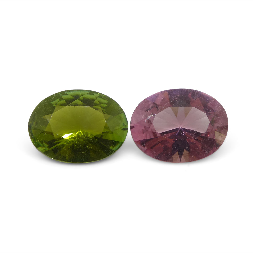 2.49ct Pair Oval Pink/Green Tourmaline from Brazil - Skyjems Wholesale Gemstones