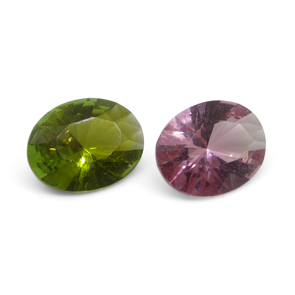 2.49ct Pair Oval Pink/Green Tourmaline from Brazil - Skyjems Wholesale Gemstones