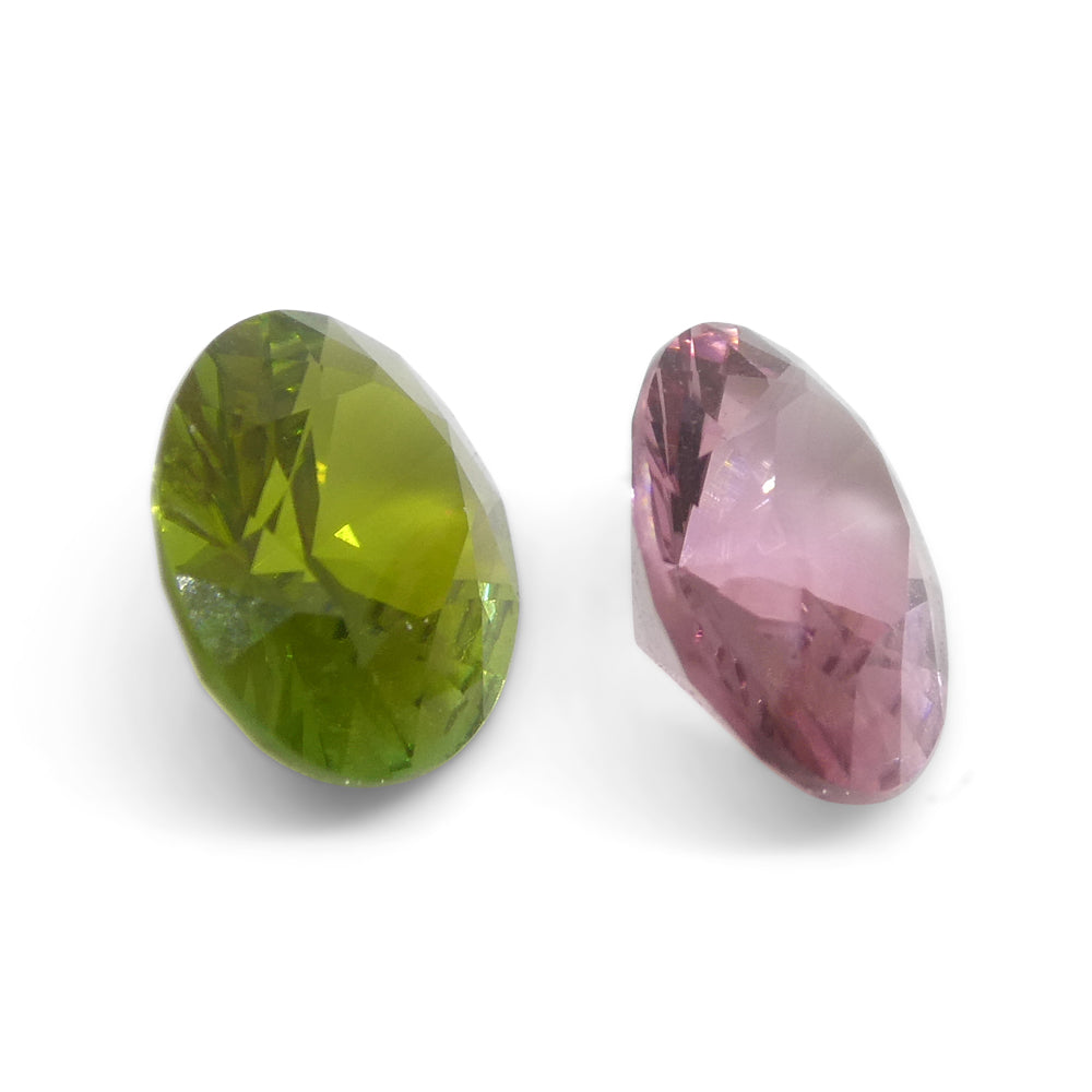 2.49ct Pair Oval Pink/Green Tourmaline from Brazil - Skyjems Wholesale Gemstones