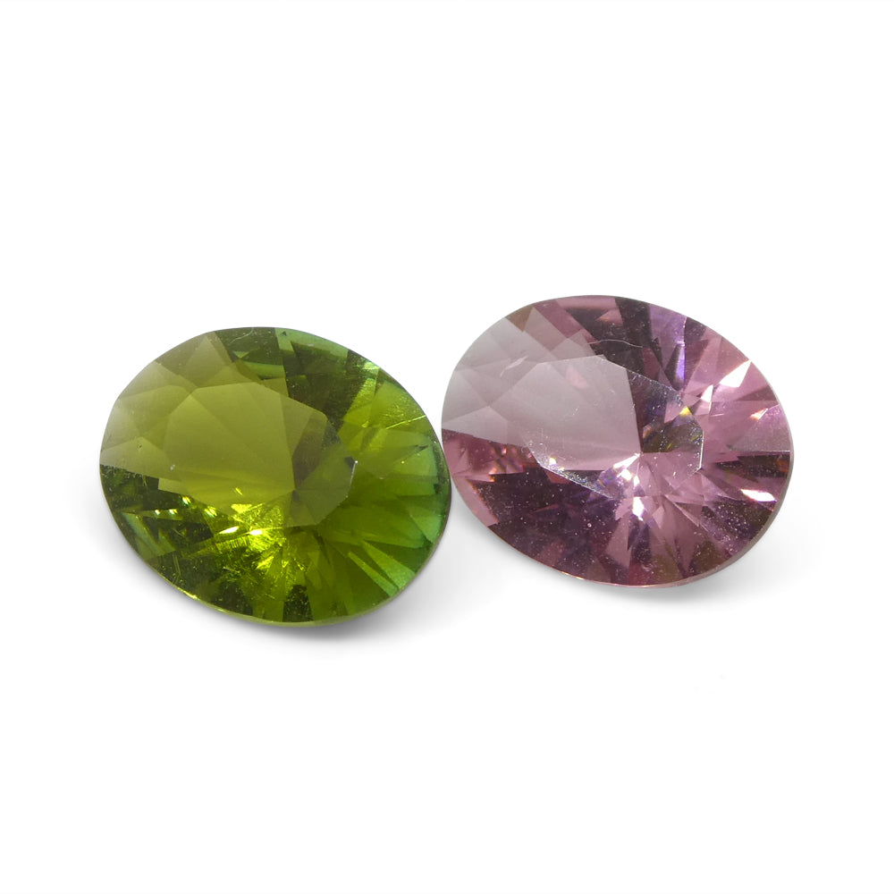 2.49ct Pair Oval Pink/Green Tourmaline from Brazil - Skyjems Wholesale Gemstones