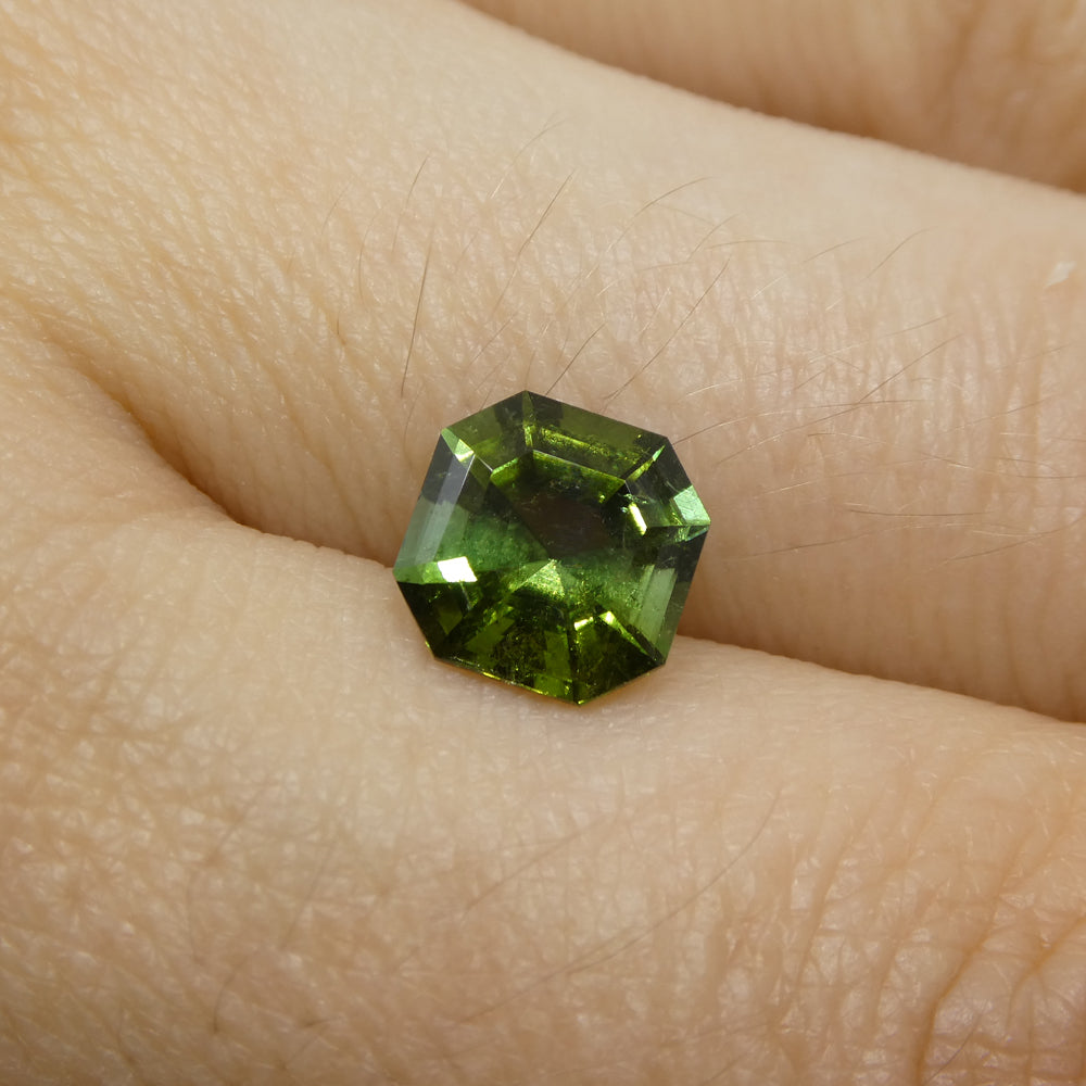 1.76ct Brazilian Green Tourmaline Asscher Cut Gemstone by SkyJems, Vibrant Octagonal Step-Cut Green Gem
