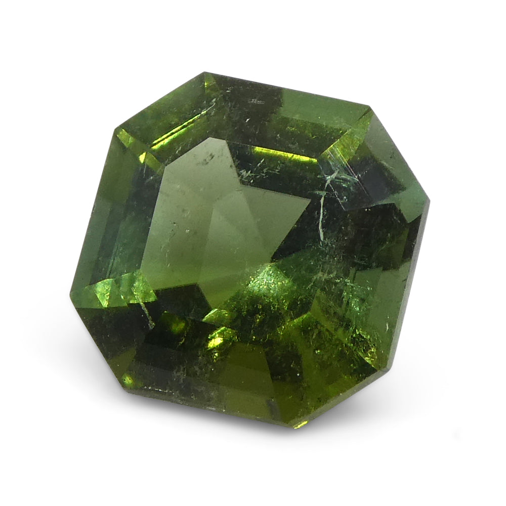 1.76ct Brazilian Green Tourmaline Asscher Cut Gemstone from SkyJems, Rare Octagonal Step-Cut Green Gem