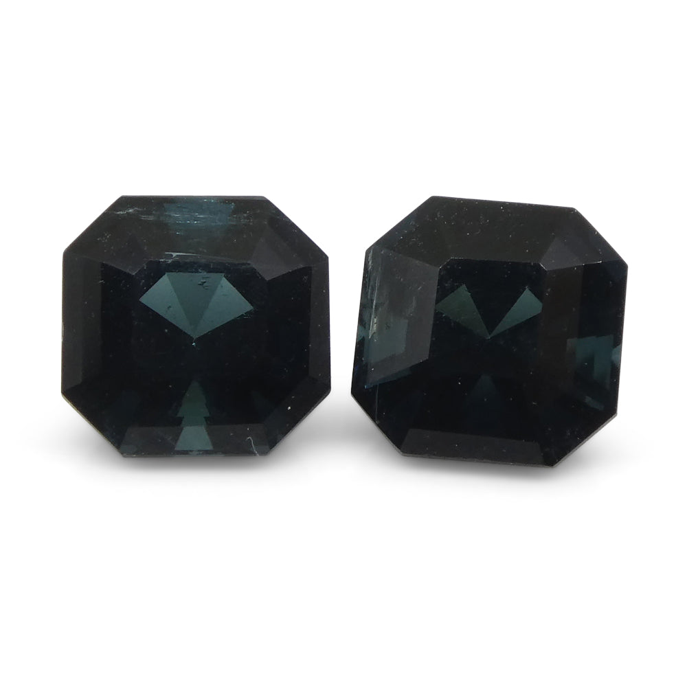 1.44ct Pair Asscher Blue Tourmaline from Brazil - Skyjems Wholesale Gemstones