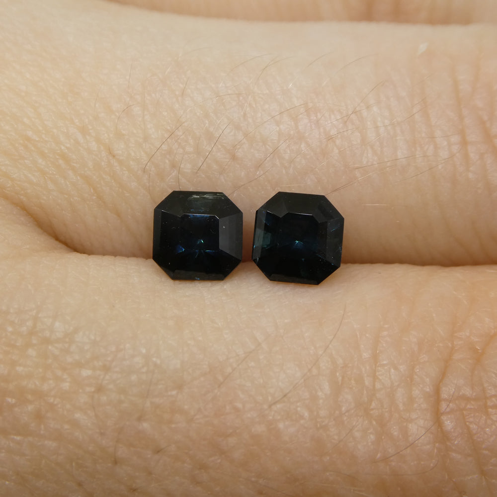 1.44ct Pair Asscher Blue Tourmaline from Brazil - Skyjems Wholesale Gemstones