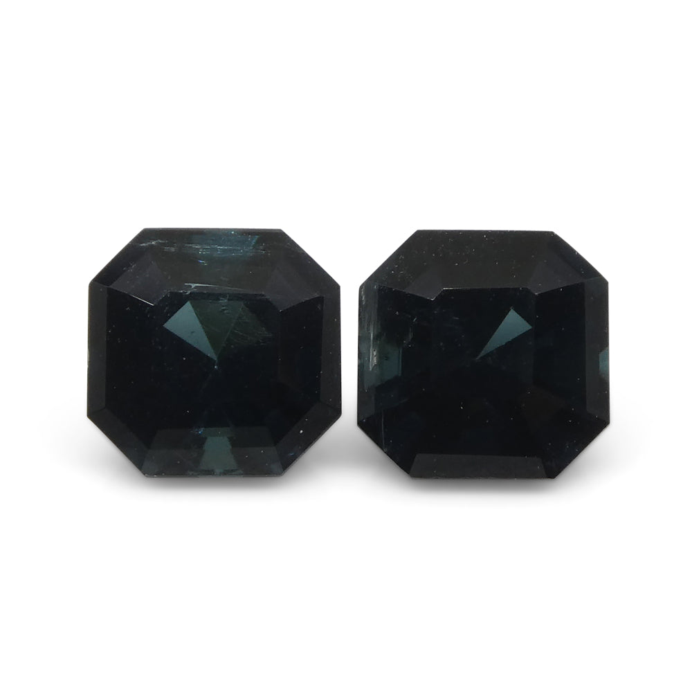 1.44ct Pair Asscher Blue Tourmaline from Brazil - Skyjems Wholesale Gemstones