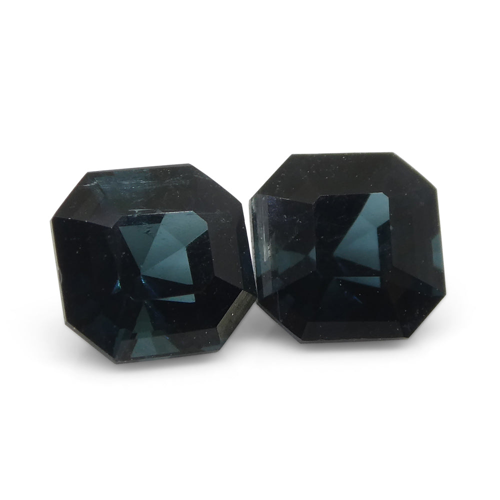 1.44ct Pair Asscher Blue Tourmaline from Brazil - Skyjems Wholesale Gemstones