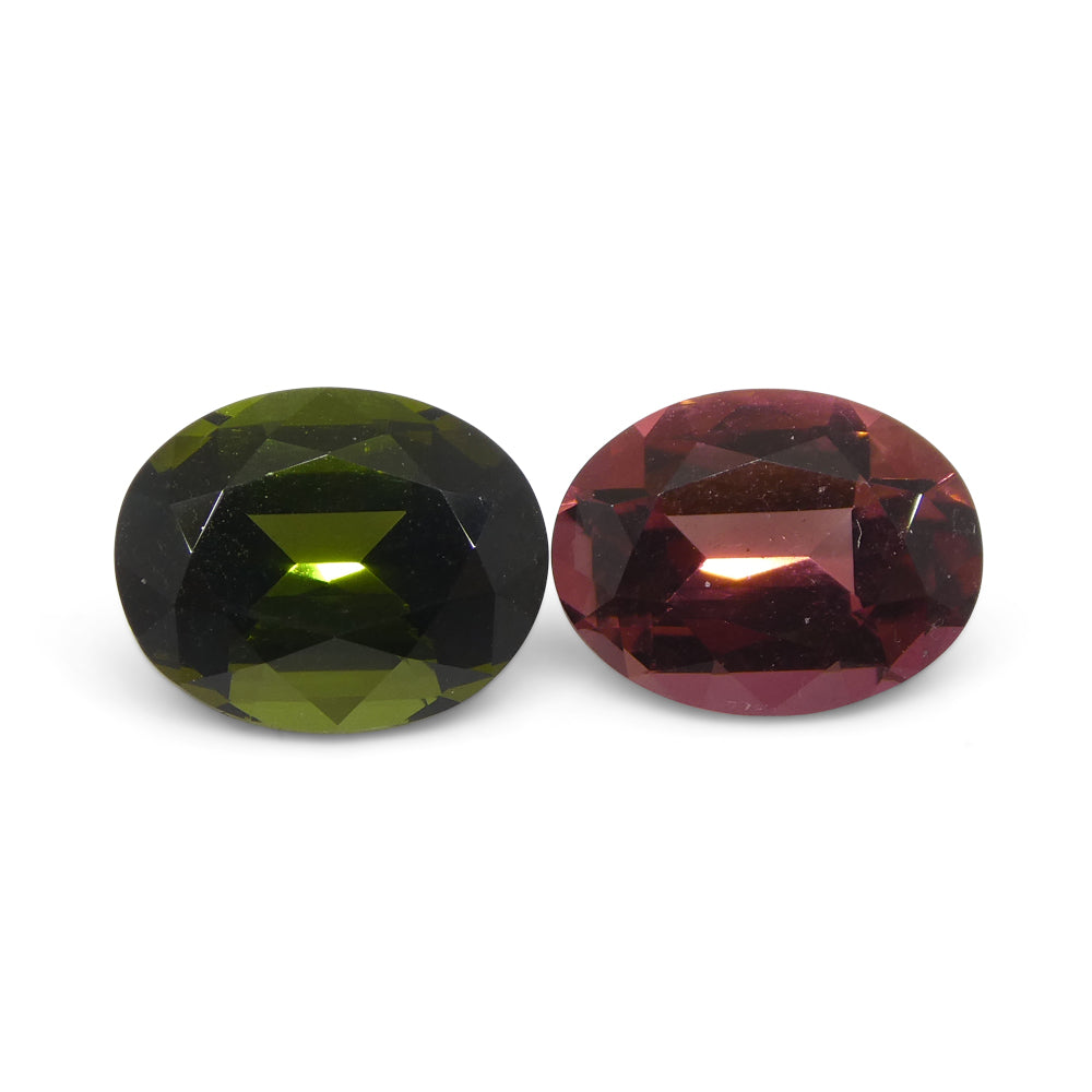 4.45ct Pair Oval Pink/Green Tourmaline from Brazil - Skyjems Wholesale Gemstones