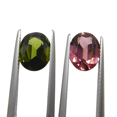4.45ct Pair Oval Pink/Green Tourmaline from Brazil - Skyjems Wholesale Gemstones
