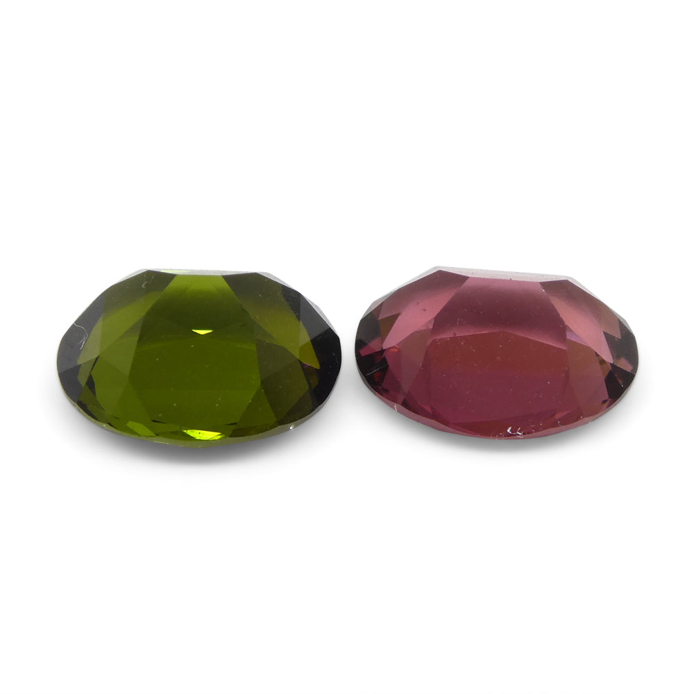 4.45ct Pair Oval Pink/Green Tourmaline from Brazil - Skyjems Wholesale Gemstones