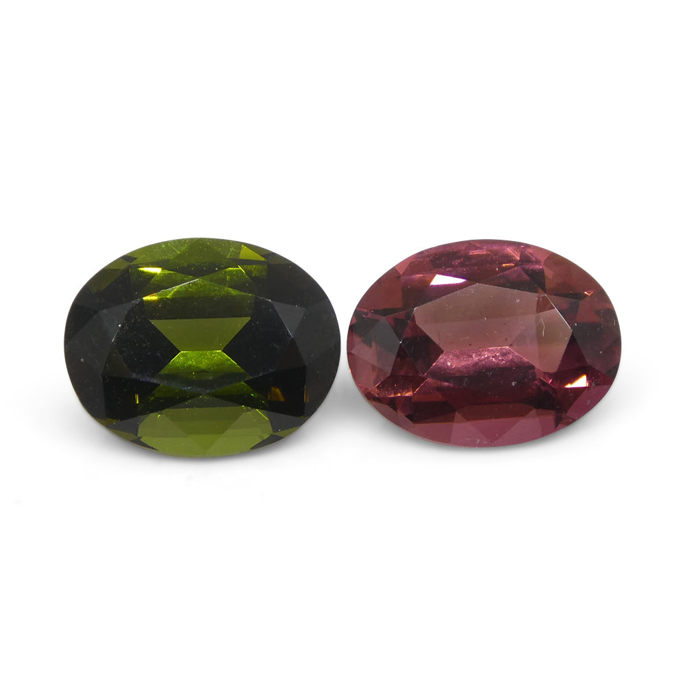 4.45ct Pair Oval Pink/Green Tourmaline from Brazil - Skyjems Wholesale Gemstones