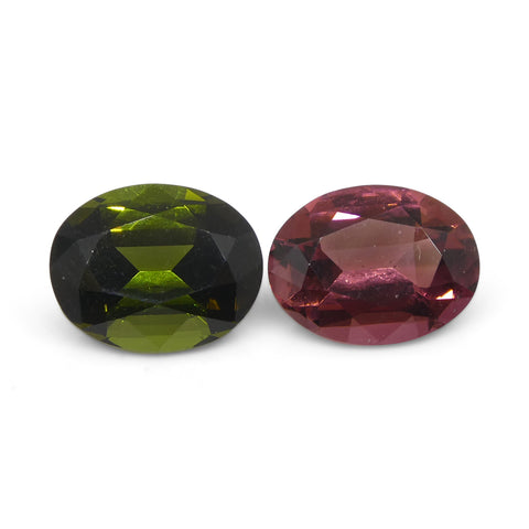 4.45ct Pair Oval Pink/Green Tourmaline from Brazil