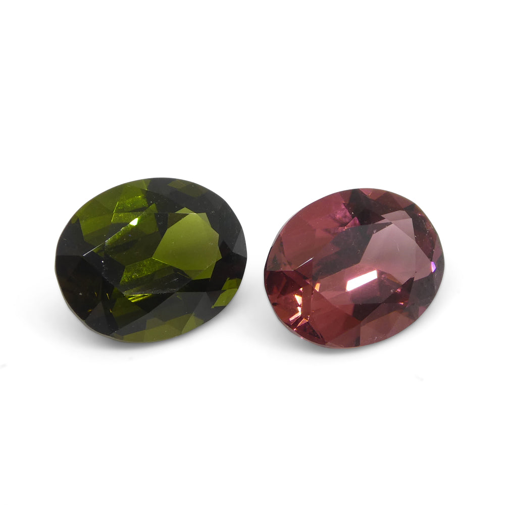 4.45ct Pair Oval Pink/Green Tourmaline from Brazil - Skyjems Wholesale Gemstones