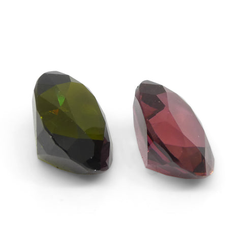 4.45ct Pair Oval Pink/Green Tourmaline from Brazil