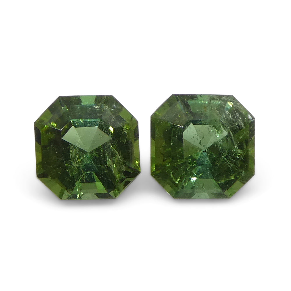 0.8ct Pair Asscher Green Tourmaline from Brazil - Skyjems Wholesale Gemstones