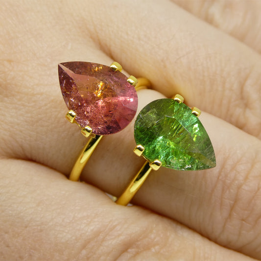 6.34ct Pair Pear Pink/Green Tourmaline from Brazil - Skyjems Wholesale Gemstones