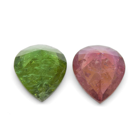 6.34ct Pair Pear Pink/Green Tourmaline from Brazil