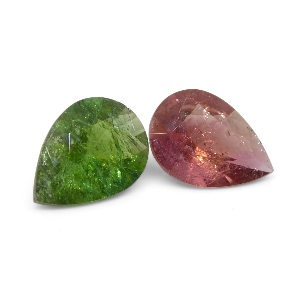 6.34ct Pair Pear Pink/Green Tourmaline from Brazil - Skyjems Wholesale Gemstones