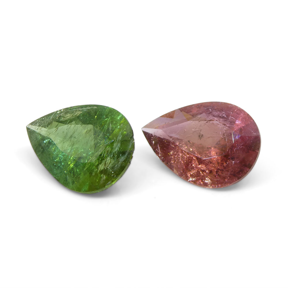 6.34ct Pair Pear Pink/Green Tourmaline from Brazil - Skyjems Wholesale Gemstones