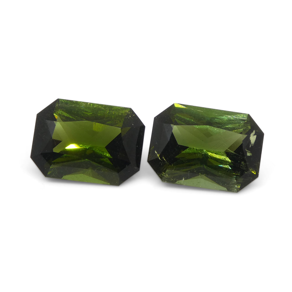 6.31ct Pair Scissor Cut/Octagonal Green Tourmaline from Brazil - Skyjems Wholesale Gemstones