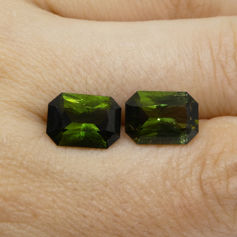 6.31ct Pair Scissor Cut/Octagonal Green Tourmaline from Brazil - Skyjems Wholesale Gemstones