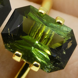6.31ct Pair Scissor Cut/Octagonal Green Tourmaline from Brazil - Skyjems Wholesale Gemstones