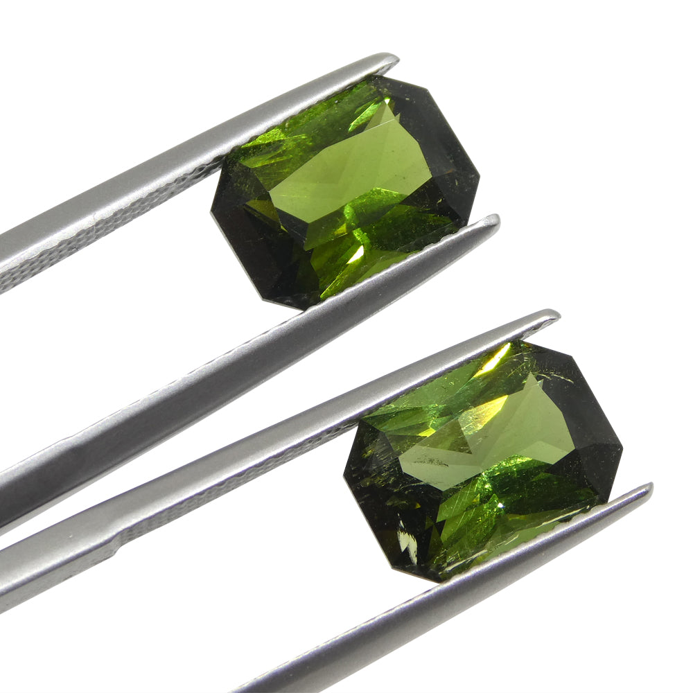 6.31ct Pair Scissor Cut/Octagonal Green Tourmaline from Brazil - Skyjems Wholesale Gemstones