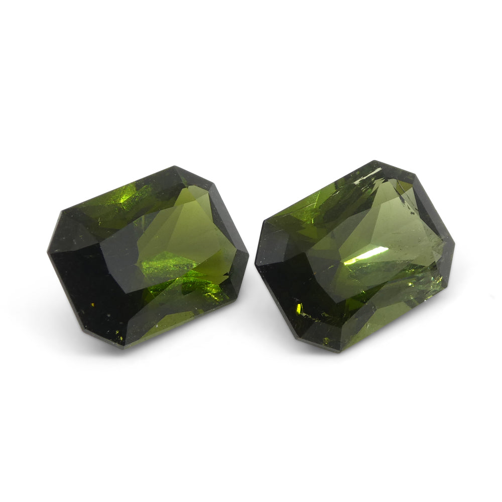 6.31ct Pair Scissor Cut/Octagonal Green Tourmaline from Brazil - Skyjems Wholesale Gemstones