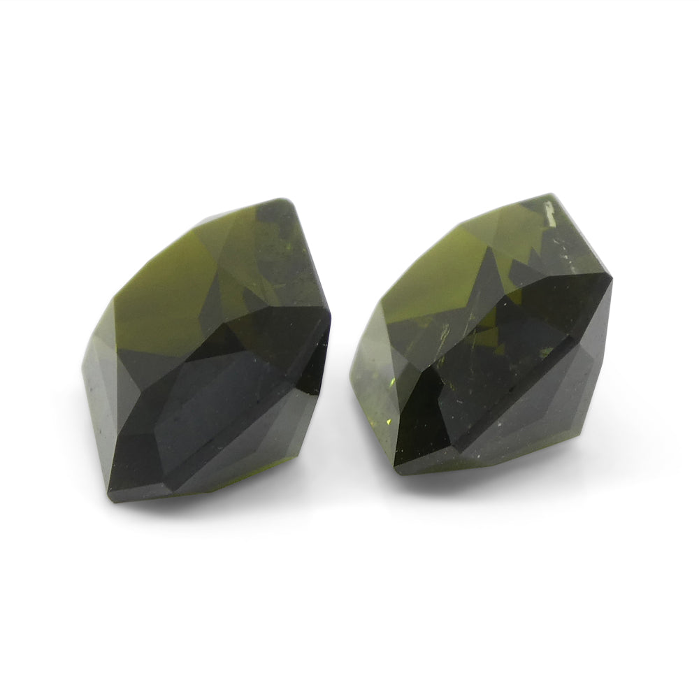6.31ct Pair Scissor Cut/Octagonal Green Tourmaline from Brazil - Skyjems Wholesale Gemstones
