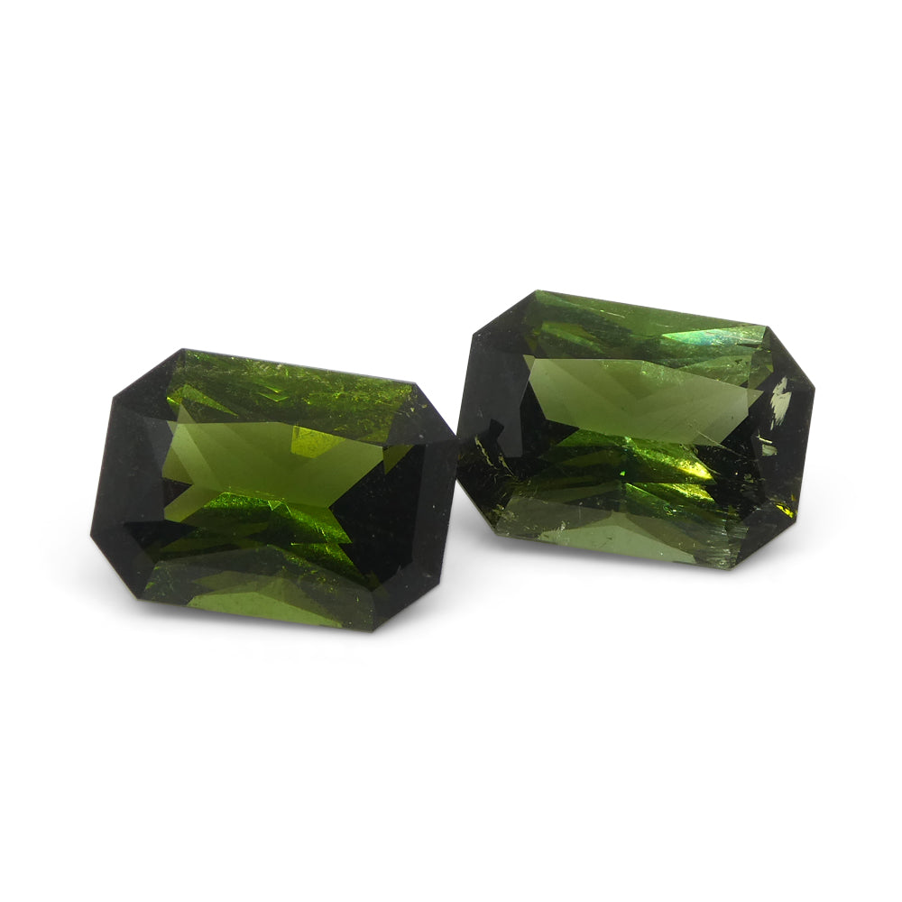 6.31ct Pair Scissor Cut/Octagonal Green Tourmaline from Brazil - Skyjems Wholesale Gemstones