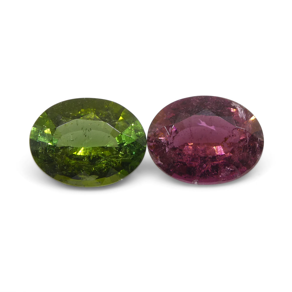 2.8ct Pair Oval Pink/Green Tourmaline from Brazil - Skyjems Wholesale Gemstones