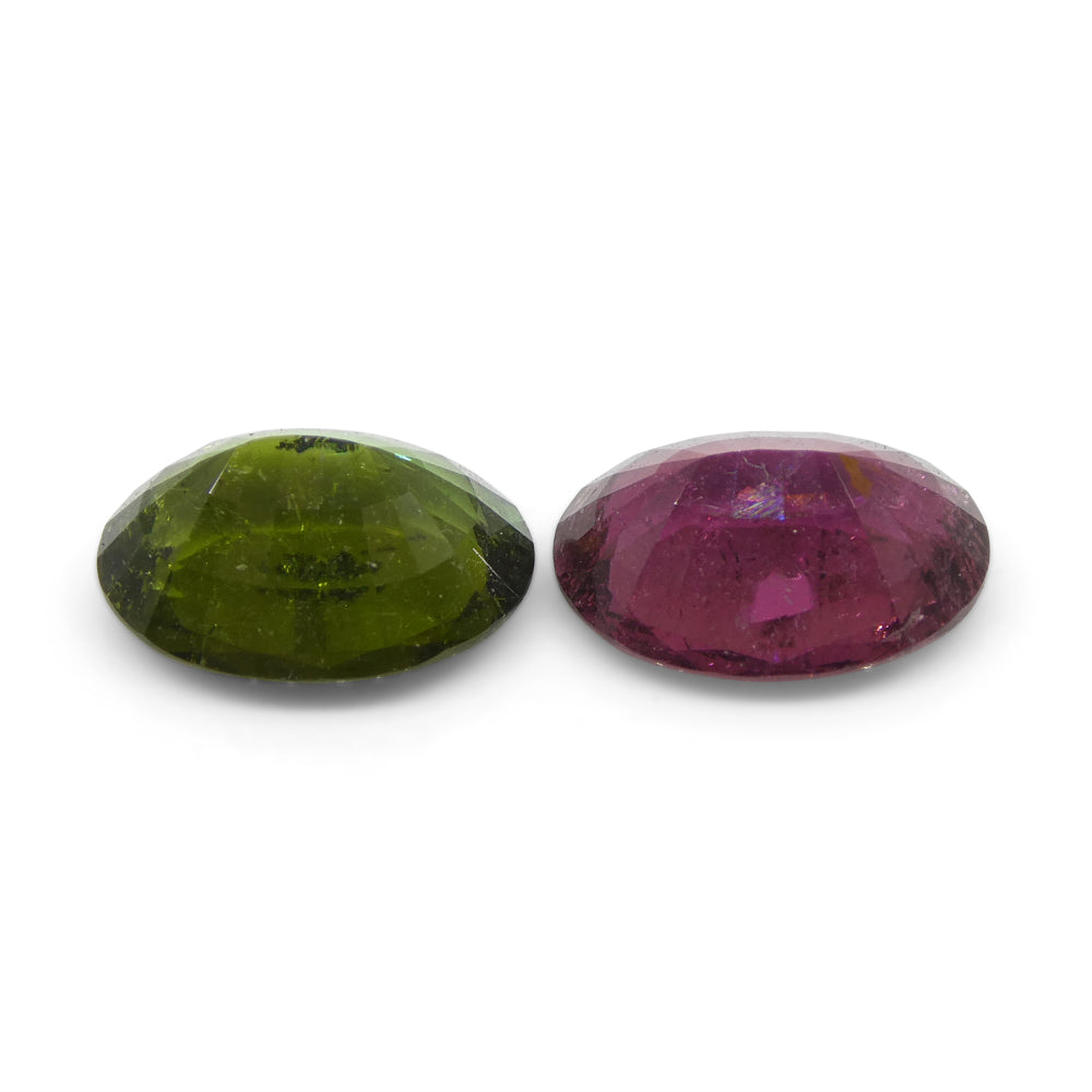 2.8ct Pair Oval Pink/Green Tourmaline from Brazil - Skyjems Wholesale Gemstones