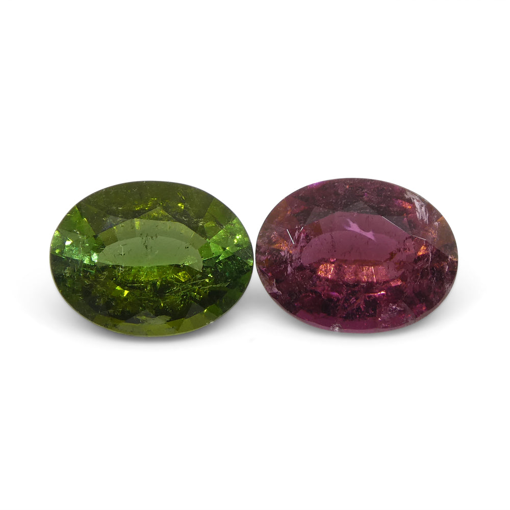 2.8ct Pair Oval Pink/Green Tourmaline from Brazil - Skyjems Wholesale Gemstones