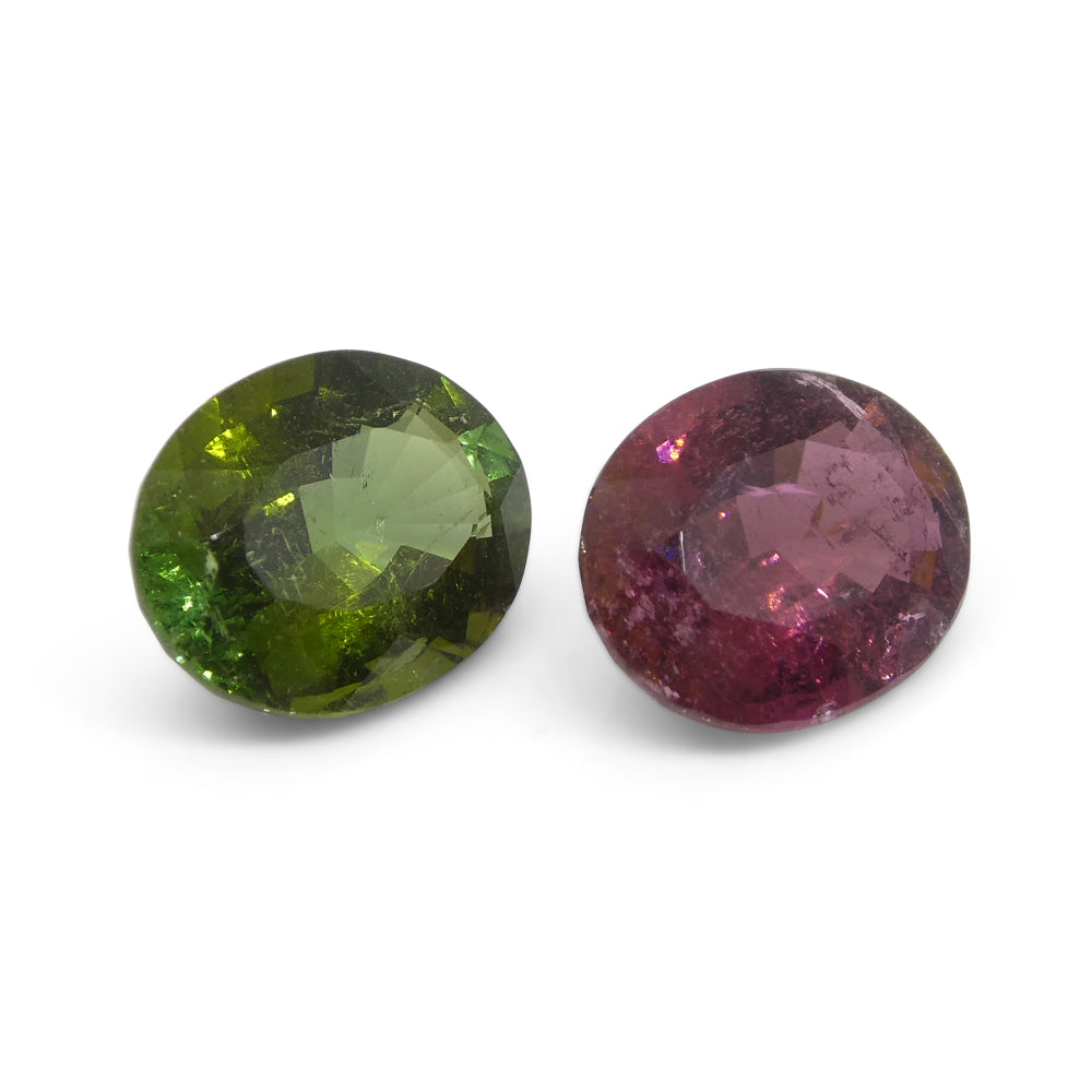 2.8ct Pair Oval Pink/Green Tourmaline from Brazil - Skyjems Wholesale Gemstones