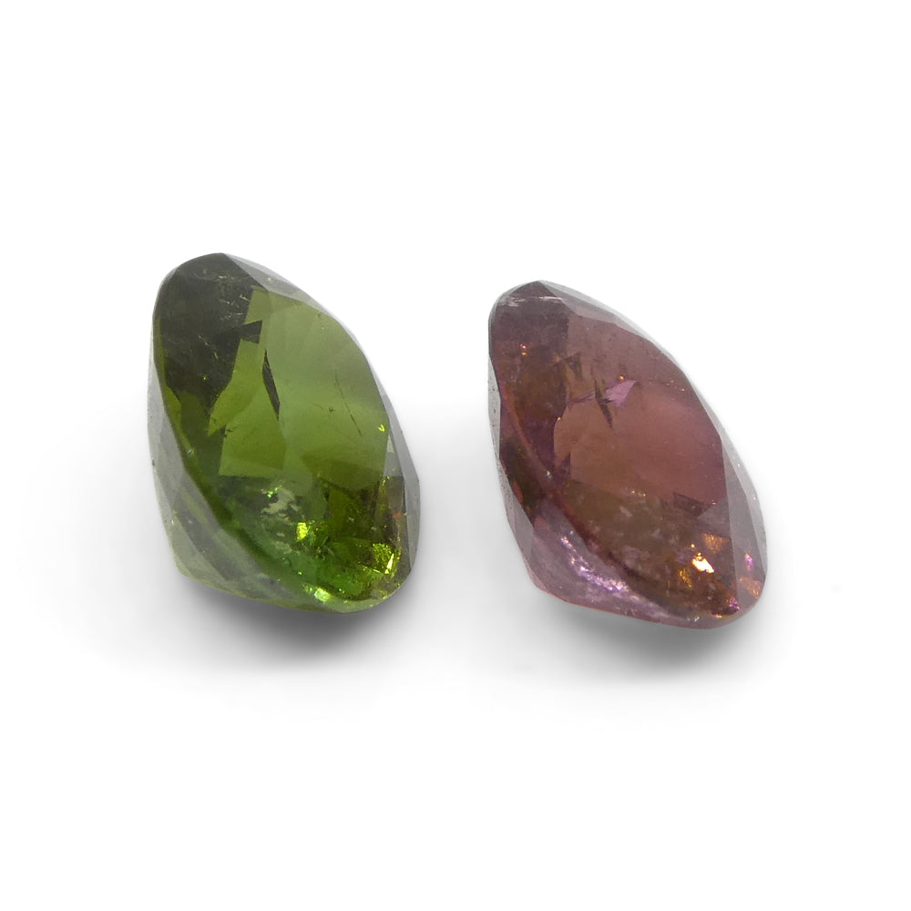 2.8ct Pair Oval Pink/Green Tourmaline from Brazil - Skyjems Wholesale Gemstones