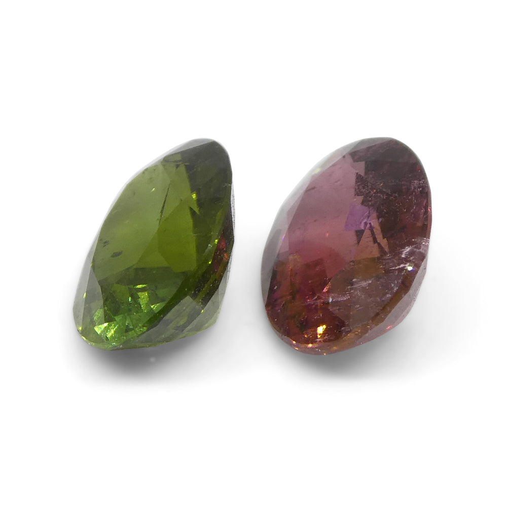 2.8ct Pair Oval Pink/Green Tourmaline from Brazil - Skyjems Wholesale Gemstones