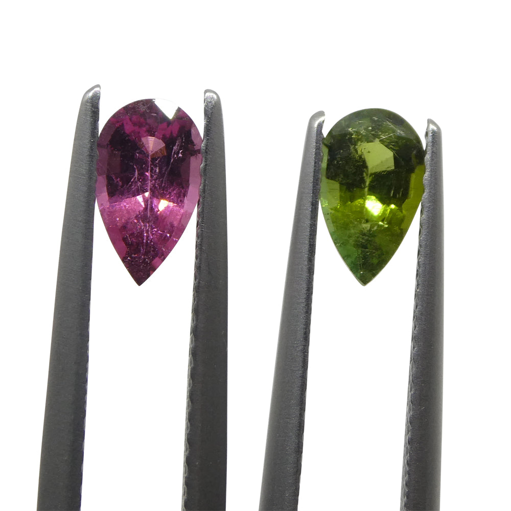 Tourmaline 1.18 cts 4.48 x 7.51 x 3.10 mm/ 4.50 x 7.60 x 3.06 Pear Pink/Green  $240