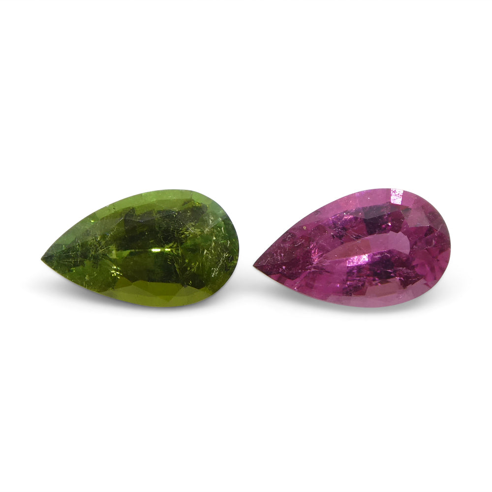 1.18ct Pair Pear Pink/Green Tourmaline from Brazil - Skyjems Wholesale Gemstones