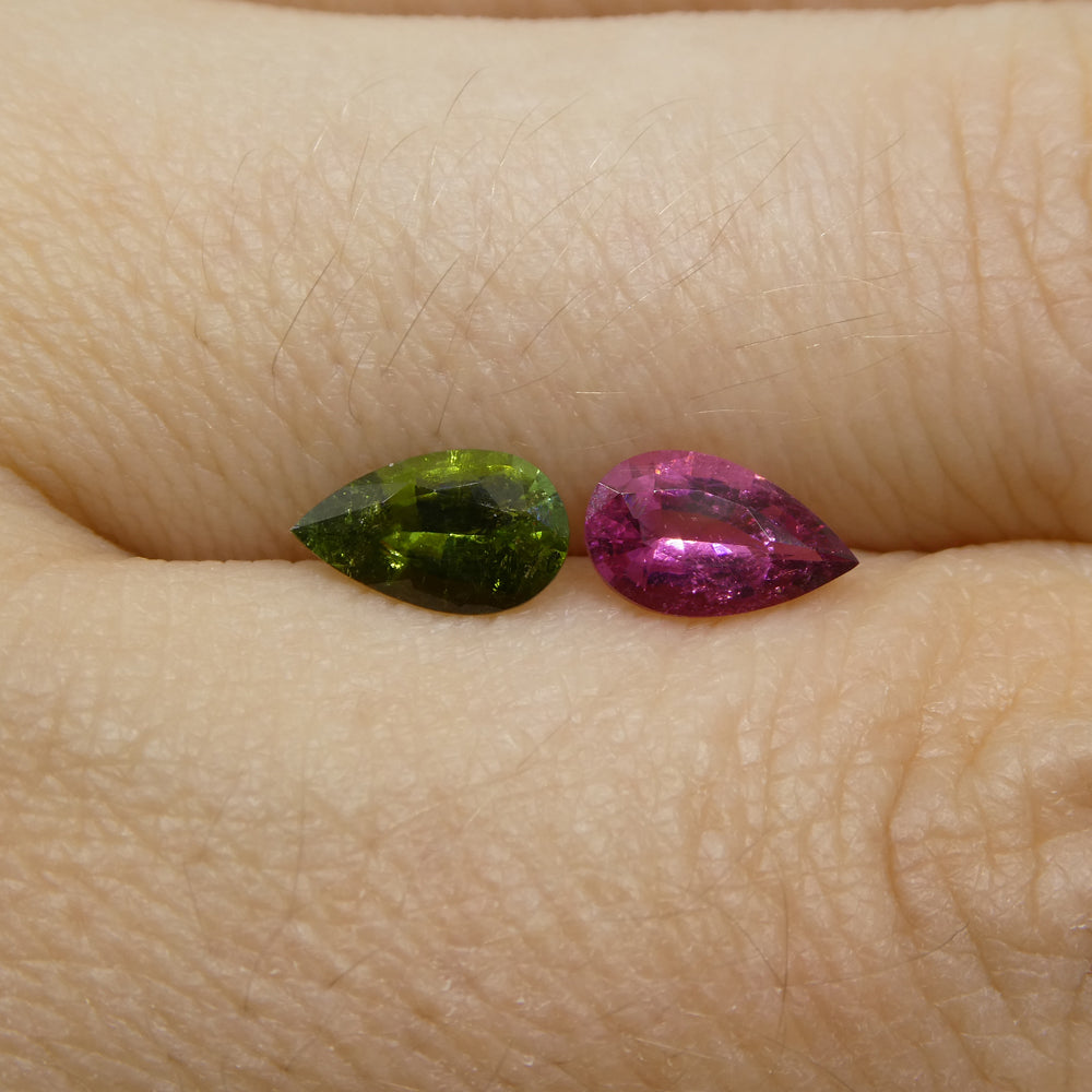 1.18ct Pair Pear Pink/Green Tourmaline from Brazil - Skyjems Wholesale Gemstones