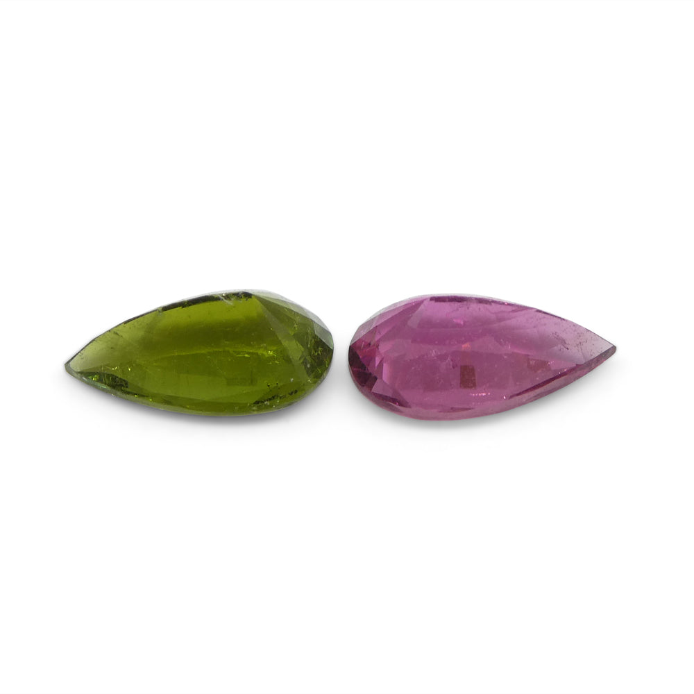 1.18ct Pair Pear Pink/Green Tourmaline from Brazil - Skyjems Wholesale Gemstones