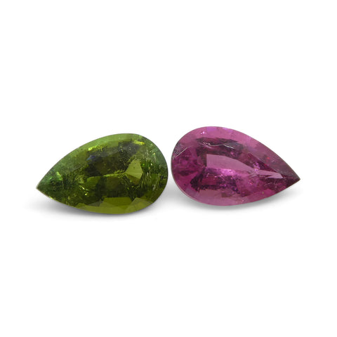 1.18ct Pair Pear Pink/Green Tourmaline from Brazil