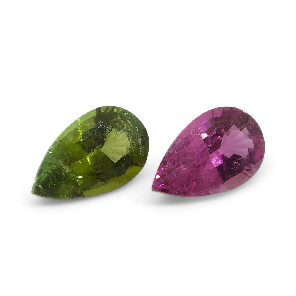 1.18ct Pair Pear Pink/Green Tourmaline from Brazil - Skyjems Wholesale Gemstones