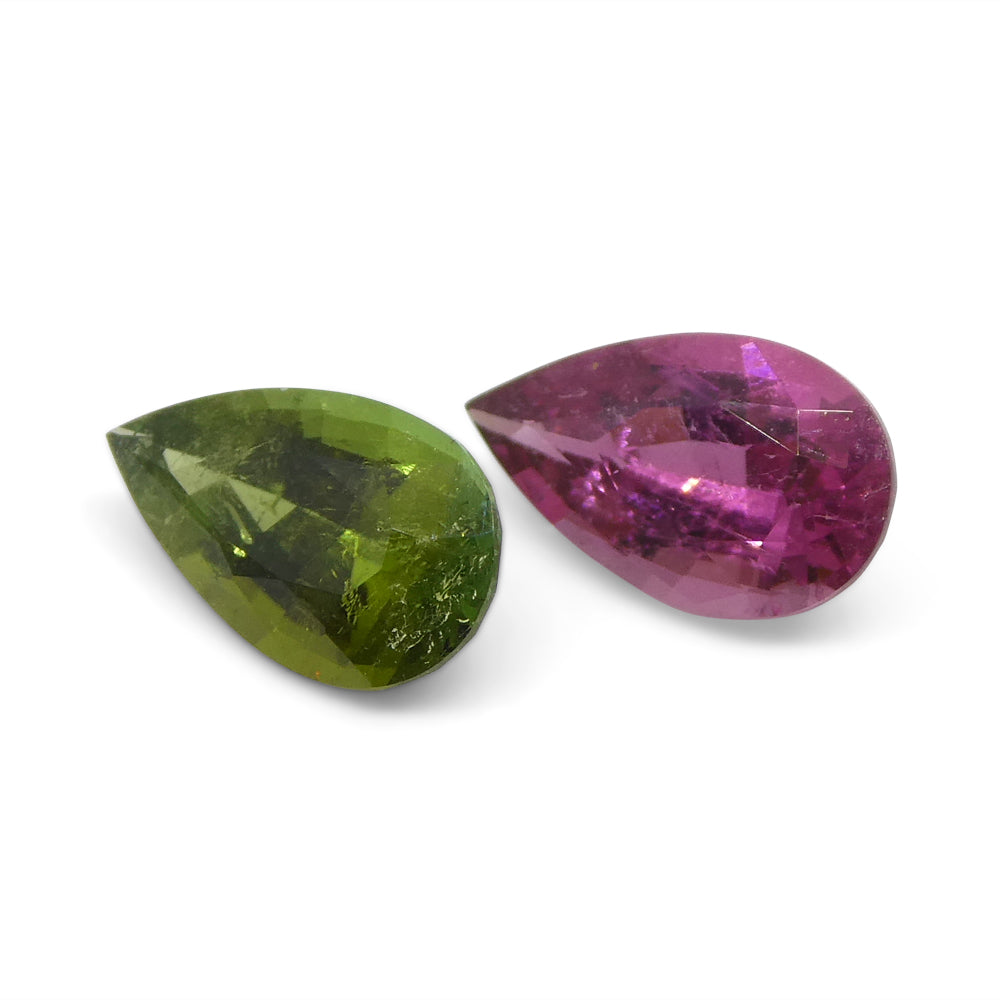 1.18ct Pair Pear Pink/Green Tourmaline from Brazil - Skyjems Wholesale Gemstones