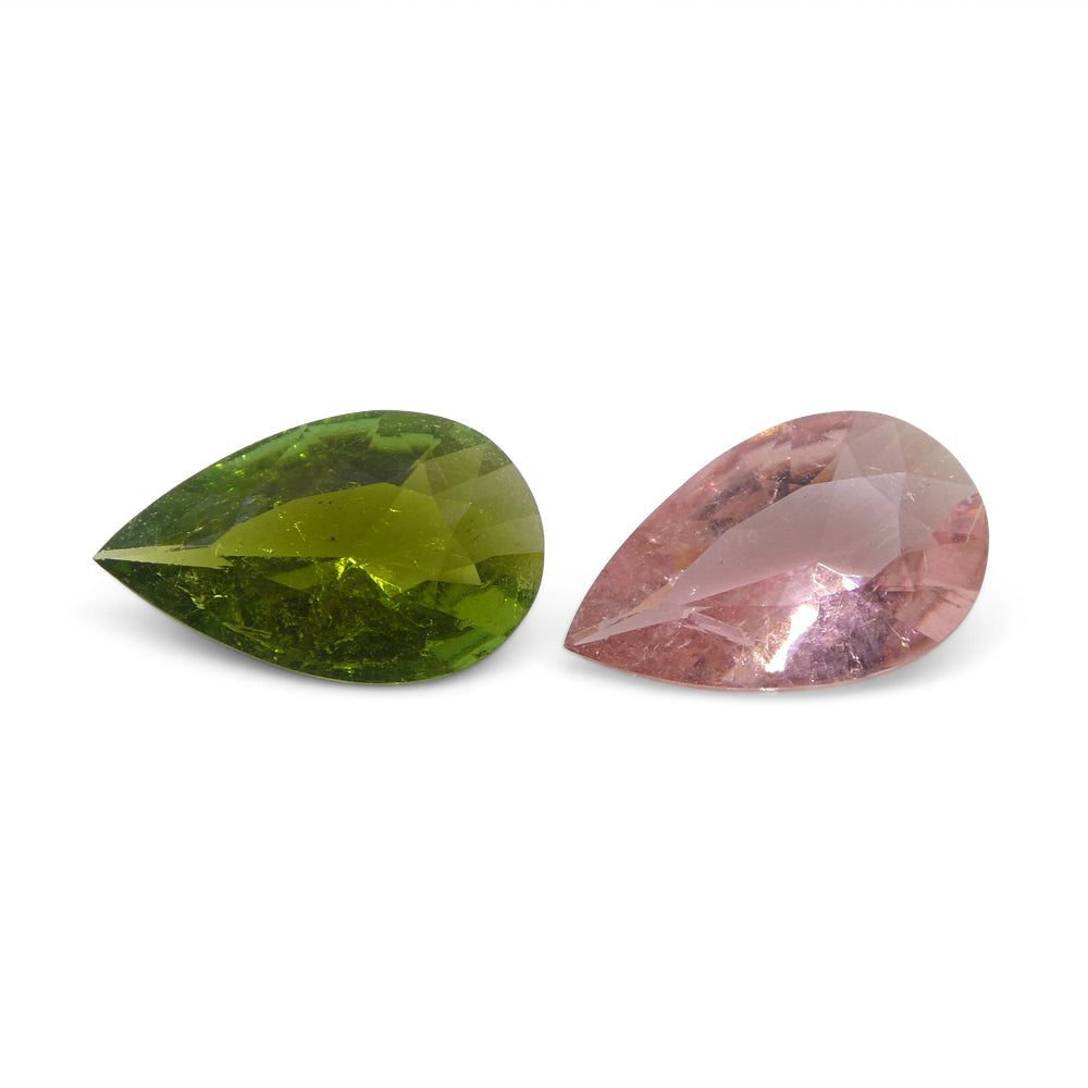 2.53ct Pair Pear Pink/Green Tourmaline from Brazil - Skyjems Wholesale Gemstones