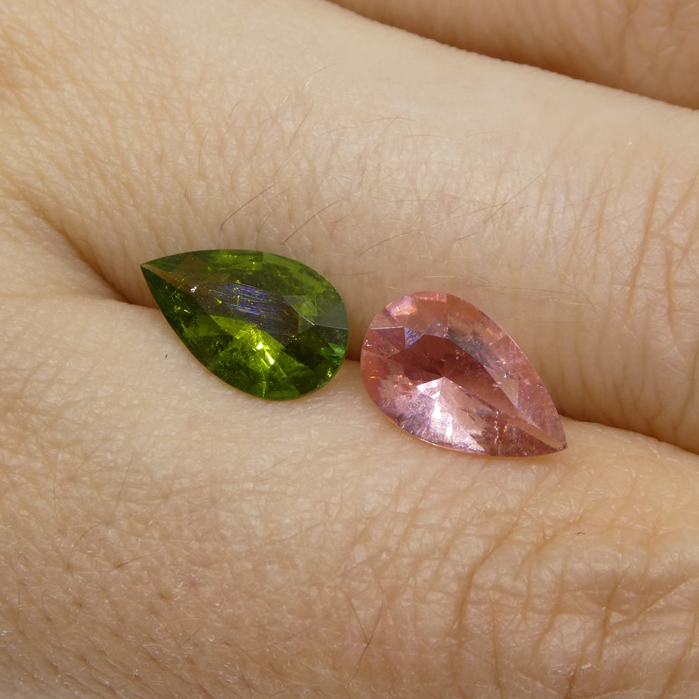 2.53ct Pair Pear Pink/Green Tourmaline from Brazil - Skyjems Wholesale Gemstones