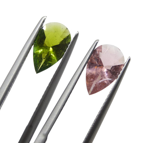 2.53ct Pair Pear Pink/Green Tourmaline from Brazil