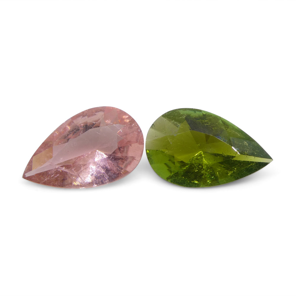 2.53ct Pair Pear Pink/Green Tourmaline from Brazil - Skyjems Wholesale Gemstones