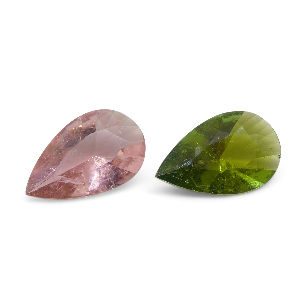 2.53ct Pair Pear Pink/Green Tourmaline from Brazil - Skyjems Wholesale Gemstones