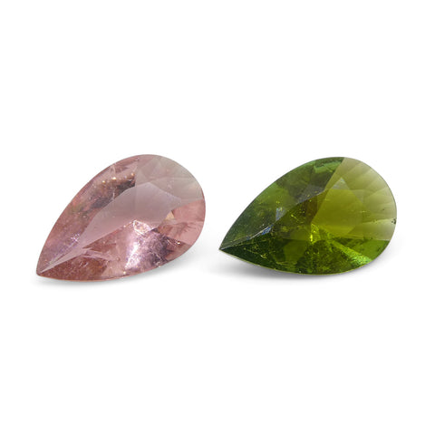 2.53ct Pair Pear Pink/Green Tourmaline from Brazil